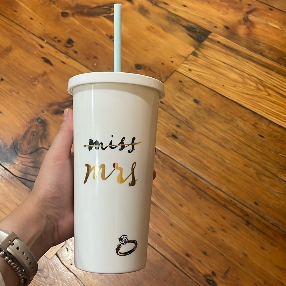 Kate Spade New York Miss To Mrs Tumbler Bachelorette w/ Lid & Straw 20 oz.